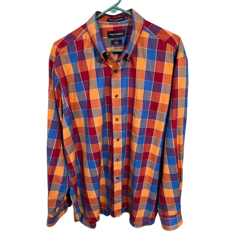 Paul Frederick Men's XL Multicolored Plaid Long Sleeve Dress Shirt